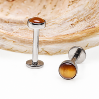 Titanium Natural stone Flatback- Internally Threaded 0.9mm Thread