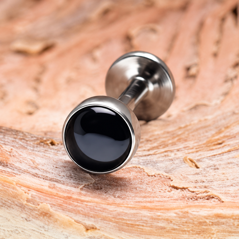 Titanium Natural stone Flatback- Internally Threaded 0.9mm Thread