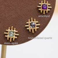 Gold Implant Titanium natural Stone  Flatback Piercing Internally Threaded (18g, 16g, 14g) PVD