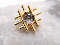 Gold Implant Titanium natural Stone  Flatback Piercing Internally Threaded (18g, 16g, 14g) PVD