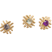 Gold Implant Titanium natural Stone  Flatback Piercing Internally Threaded (18g, 16g, 14g) PVD