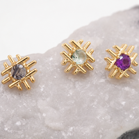 Gold Implant Titanium natural Stone  Flatback Piercing Internally Threaded (18g, 16g, 14g) PVD