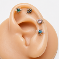 Implant Titanium natural stone Flatback Piercing, Internally Threaded