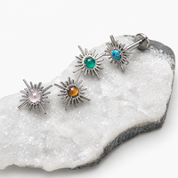 Implant Titanium natural stone Flatback Piercing, Internally Threaded