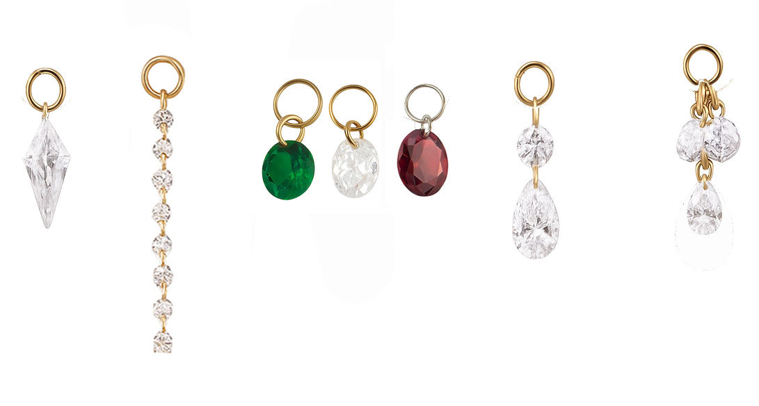 CZ Charm Add-On  Fits 12G  Implant Grade ASTM F-136