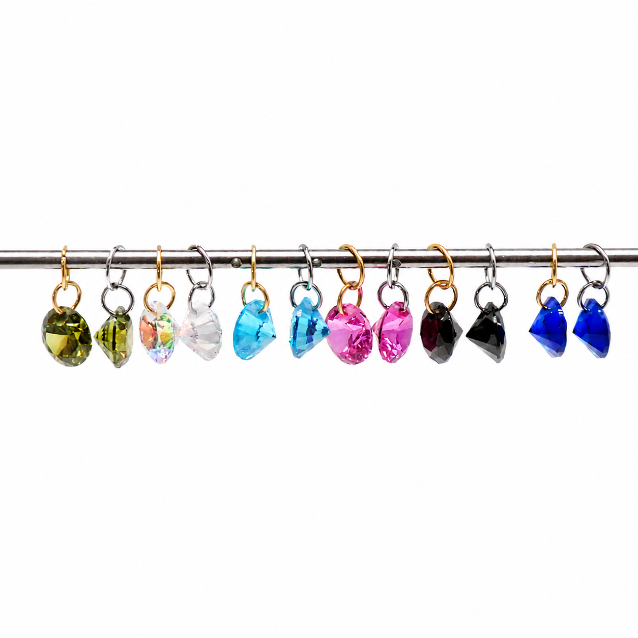 Colorful CZ implant grade ASTM F-136 charm for 12g body jewelry by Body Clickers, perfect as an add-on for piercings.