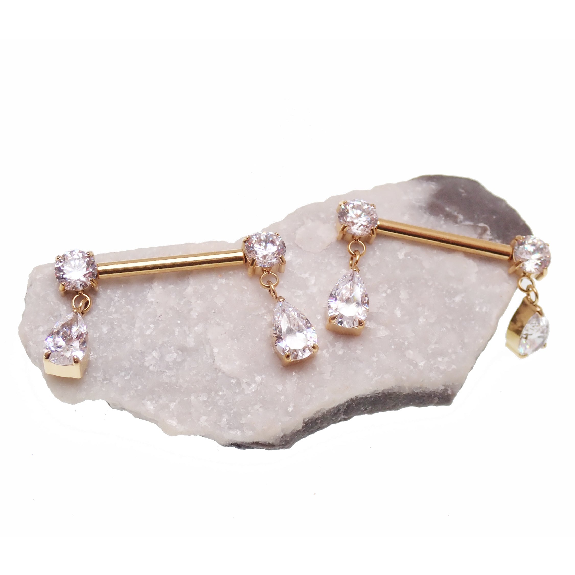 Implant titanium Dangly CZ Nipple Piercing, push fit 12g 14g 16g