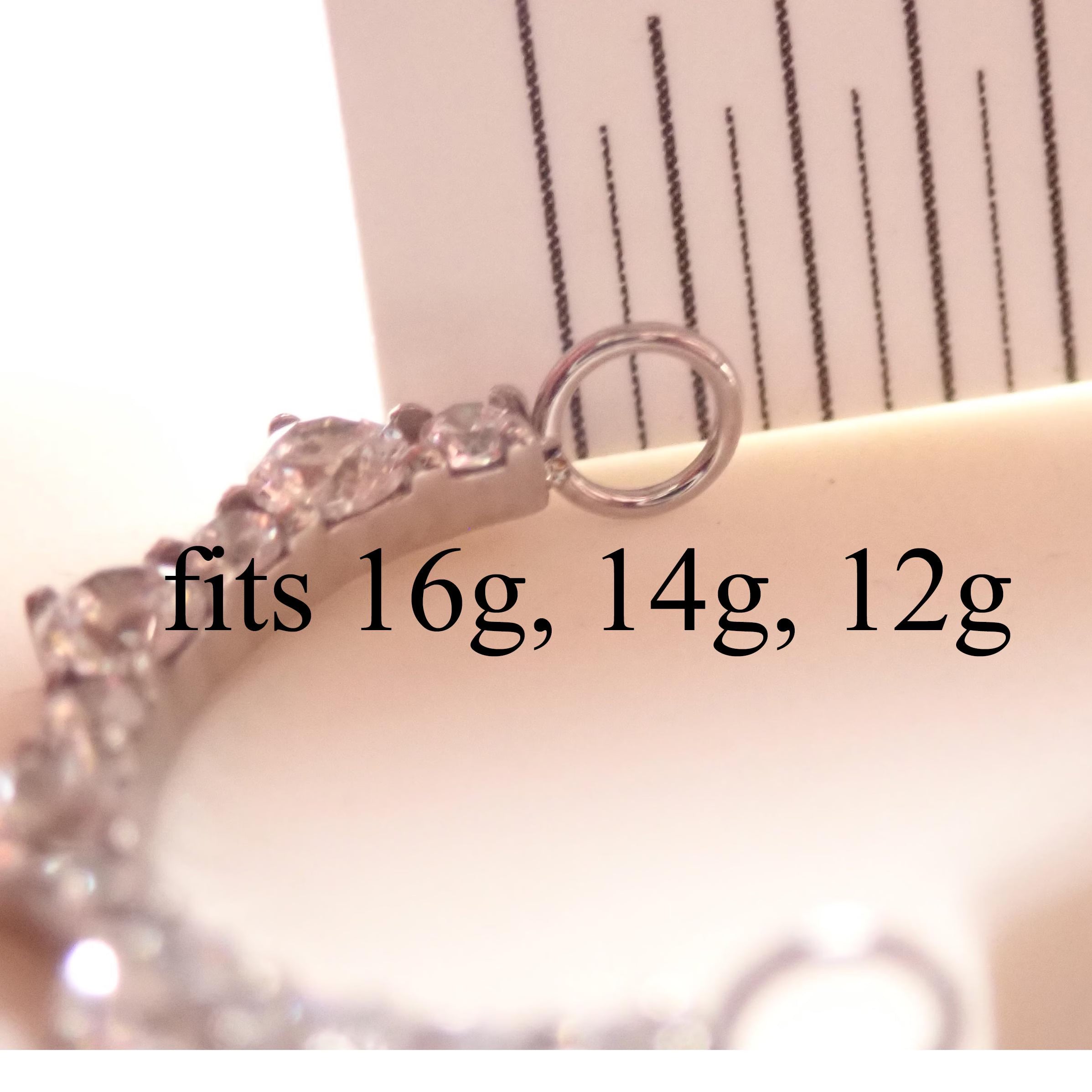 Titanium CZ shield nipple barbell with push-fit ends, available in 14mm and 16mm, from Body Clickers Body Jewelry.