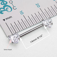 14G Nipple Heart Internally Threaded Titanium 14mm (pair)