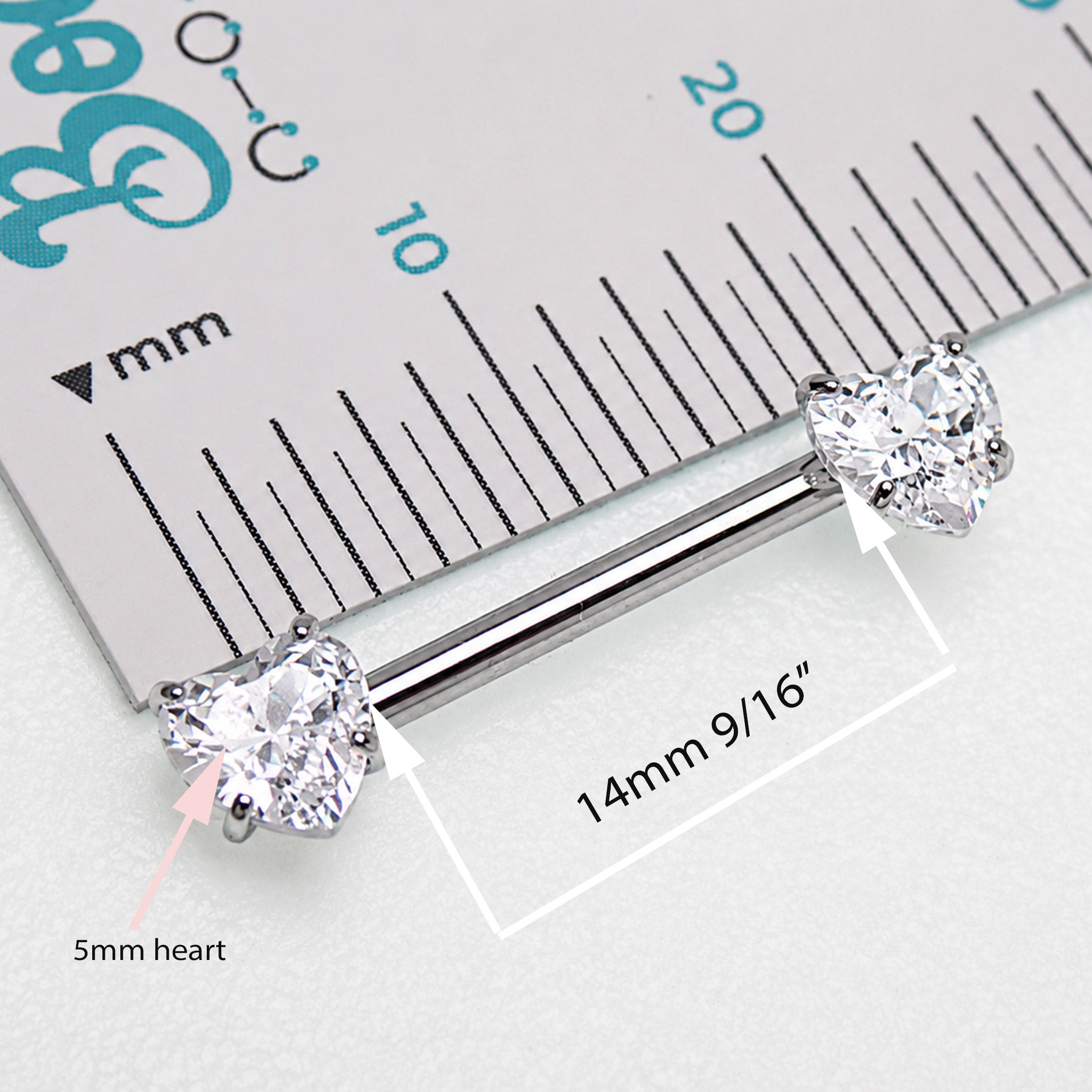 14G Nipple Heart Internally Threaded Titanium 14mm (pair)