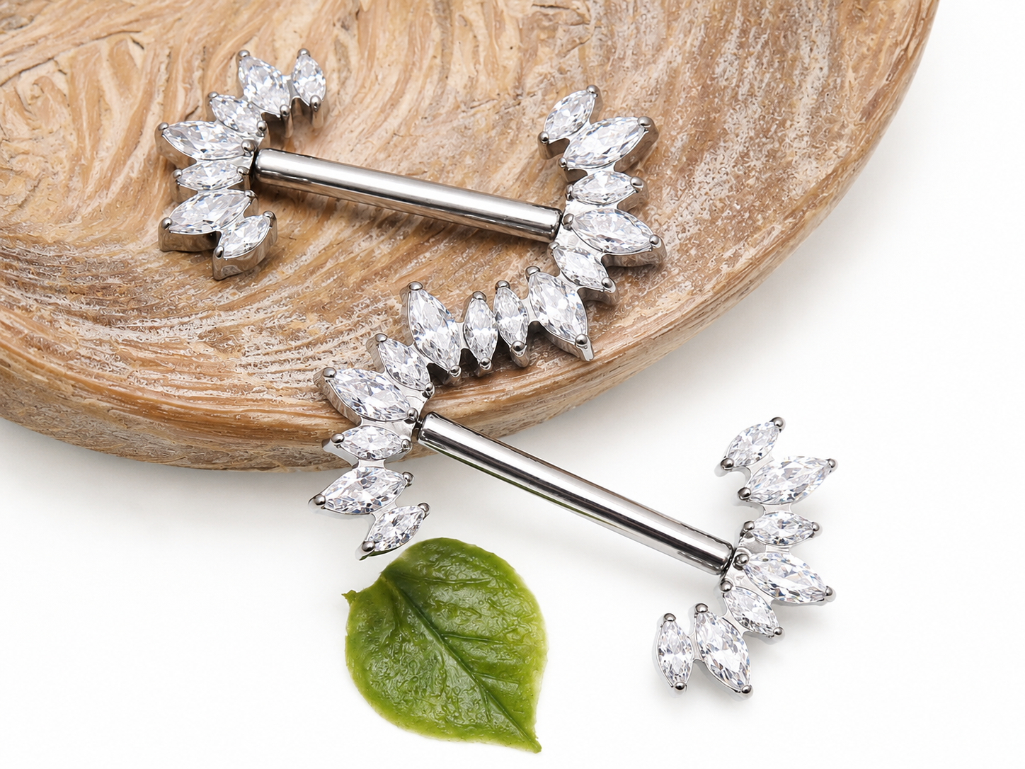 CZ Push Fit Implant Titanium Nipple piercings 16g, 14g, 12g