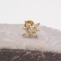 Implant Titanium PVD Gold Star Flatback Piercing- Internally Threaded