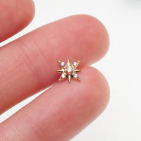 Implant Titanium PVD Gold Star Flatback Piercing- Internally Threaded