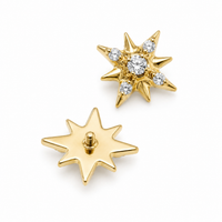 Implant Titanium PVD Gold Star Flatback Piercing- Internally Threaded