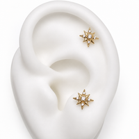 Implant Titanium PVD Gold Star Flatback Piercing- Internally Threaded