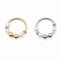 Sterling Silver pearl  Hoop 18g 8mm