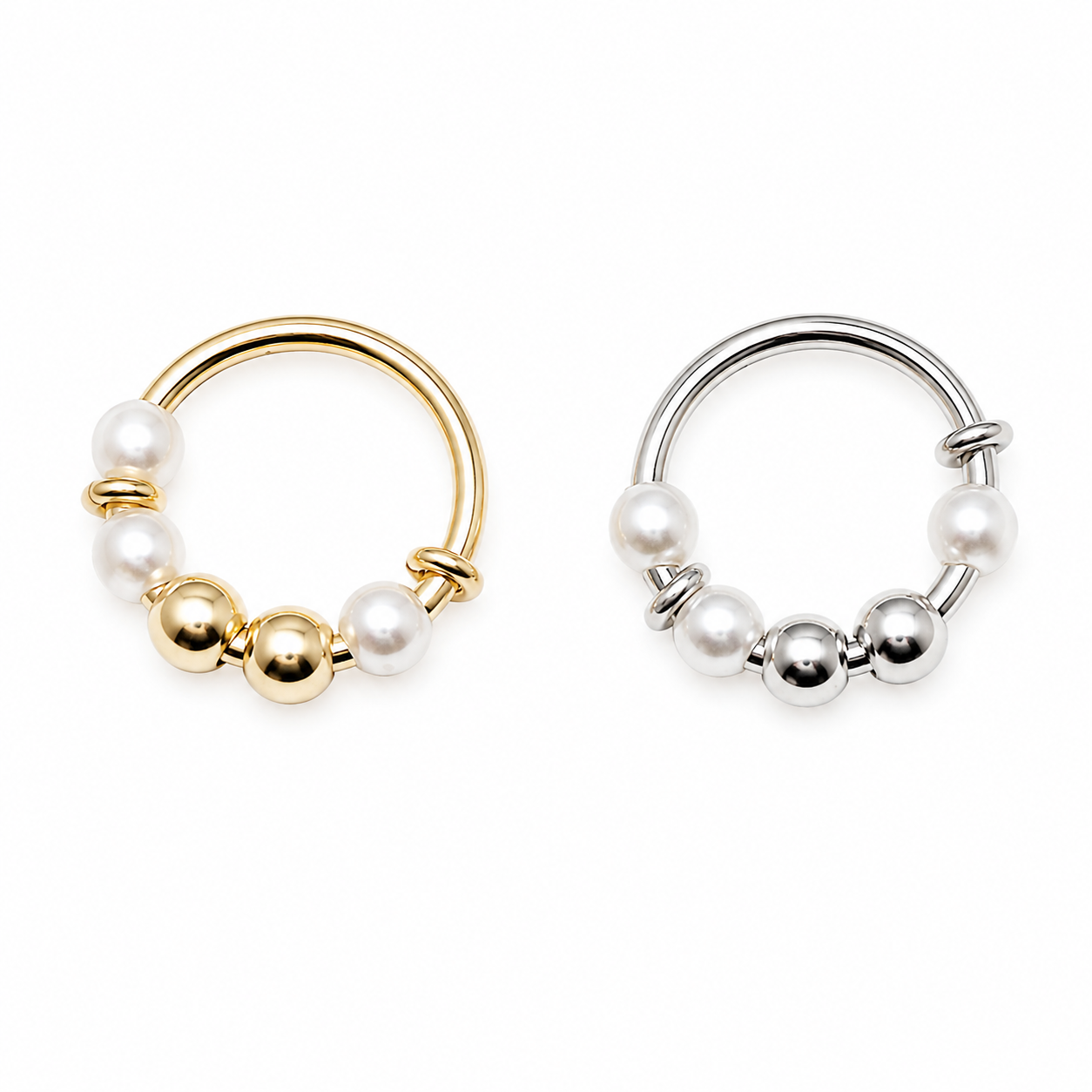 Sterling Silver pearl  Hoop 18g 8mm