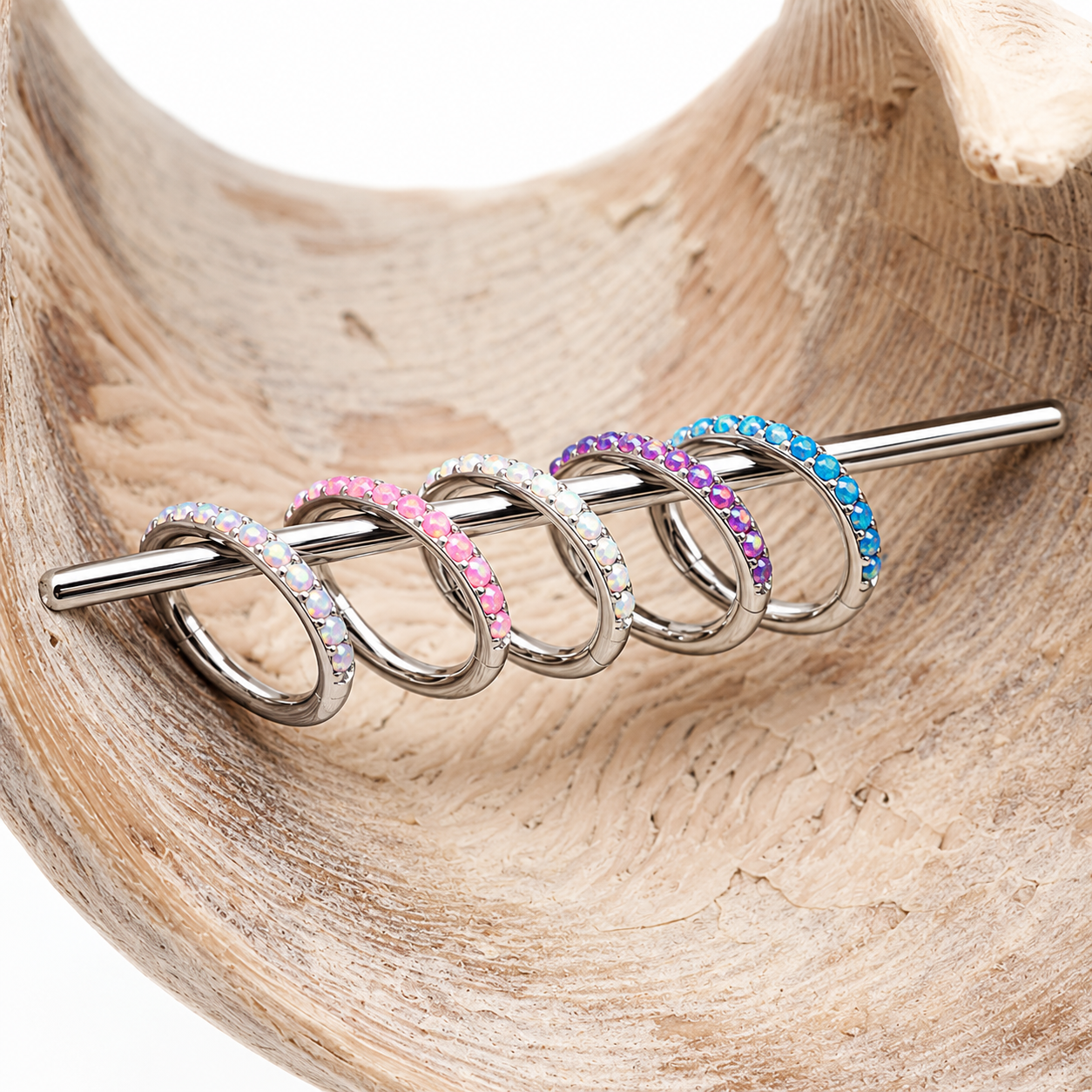 Titanium Fire Opal hinged ring Clicker 16g 8mm/10mm