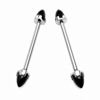 Black Onyx Cone Nipple Bar 14g, 12g