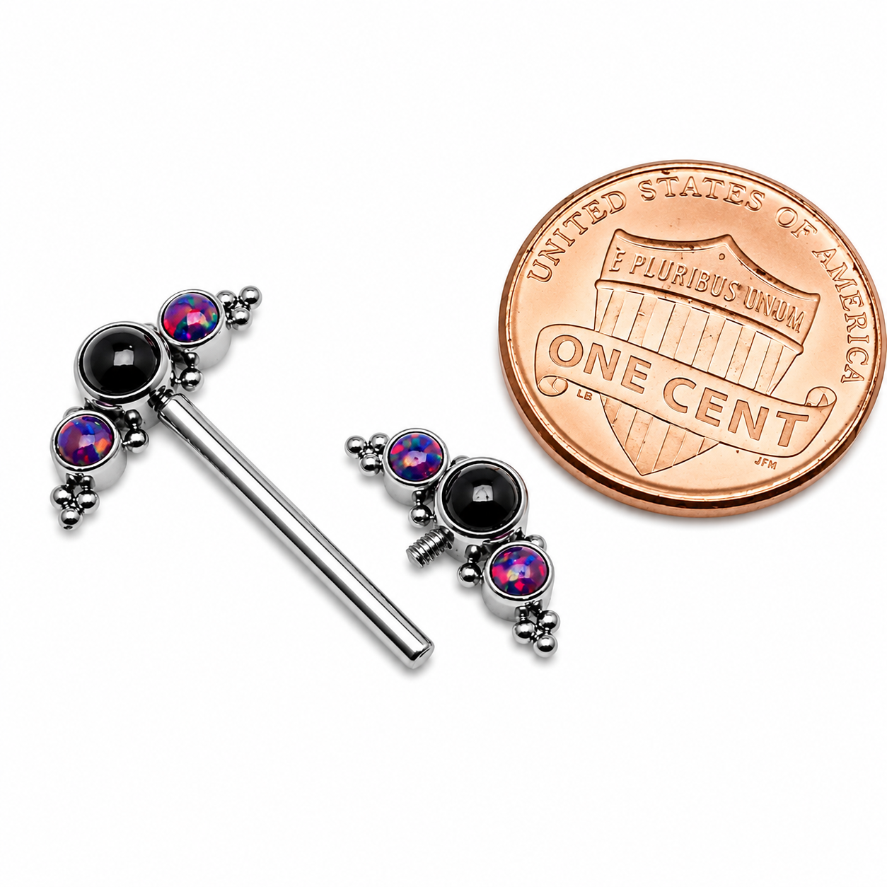 Onyx and Black Lava Beaded Nipple Cluster 14g, 12g