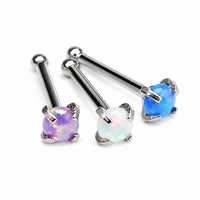 Set of 3 -  Nose Studs Multi Lavender, Peacock, & White Opal 20g
