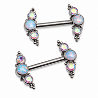 Beaded CZ Forest White Opal Push Fit 14g