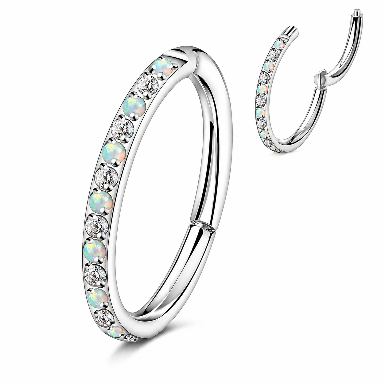 16G Titanium Opal & CZ Clicker