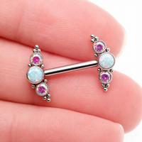 Beaded CZ Forest White Opal Push Fit 14g