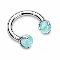 Opal Claw Implant Titanium Horseshoe Ring 14g