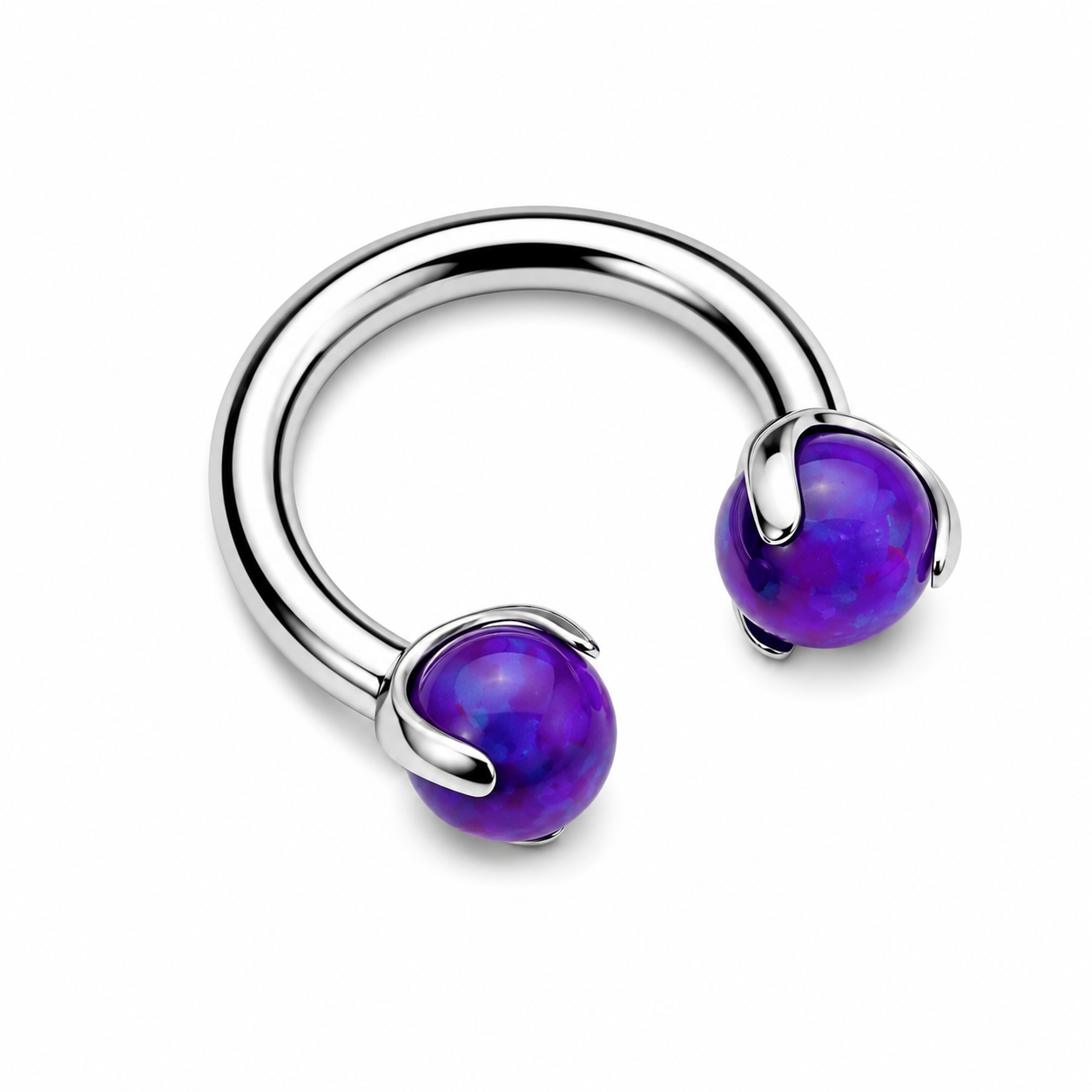 Opal Claw Implant Titanium Horseshoe Ring 14g