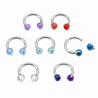 Opal Claw Implant Titanium Horseshoe Ring 14g