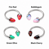 Horseshoe Piercing with 4mm Spiked Opal Cone Ends 16g