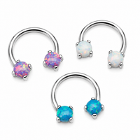 Opal Titanium Horseshoe Piercing 16g, 14g