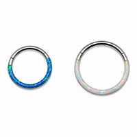 ~SALE~ Blue or White Top Inlaid Opal Clicker 16g