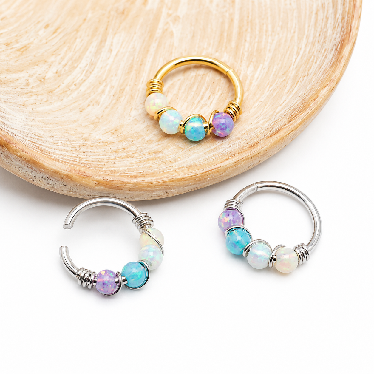 Sterling Silver Fire Opal Nose/ Ear hoop 8mm