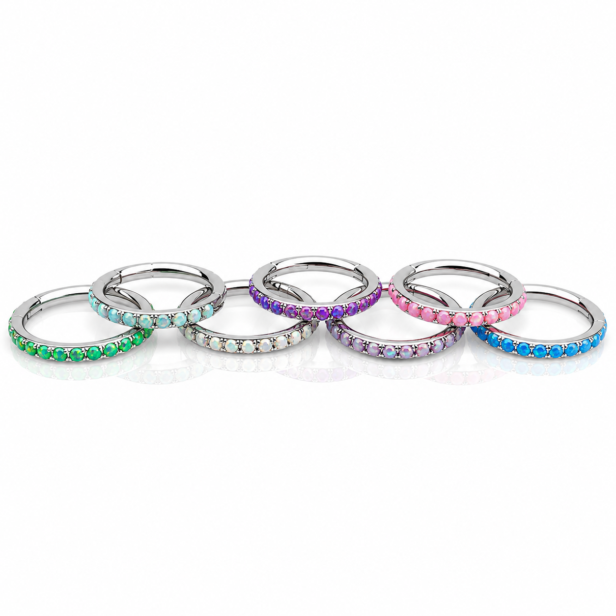 Titanium Fire Opal hinged ring Clicker 16g 8mm/10mm