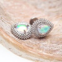 Implant Titanium Opalite Teardrop Flatback Piercing- Internally Threaded
