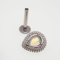 Implant Titanium Opalite Teardrop Flatback Piercing- Internally Threaded