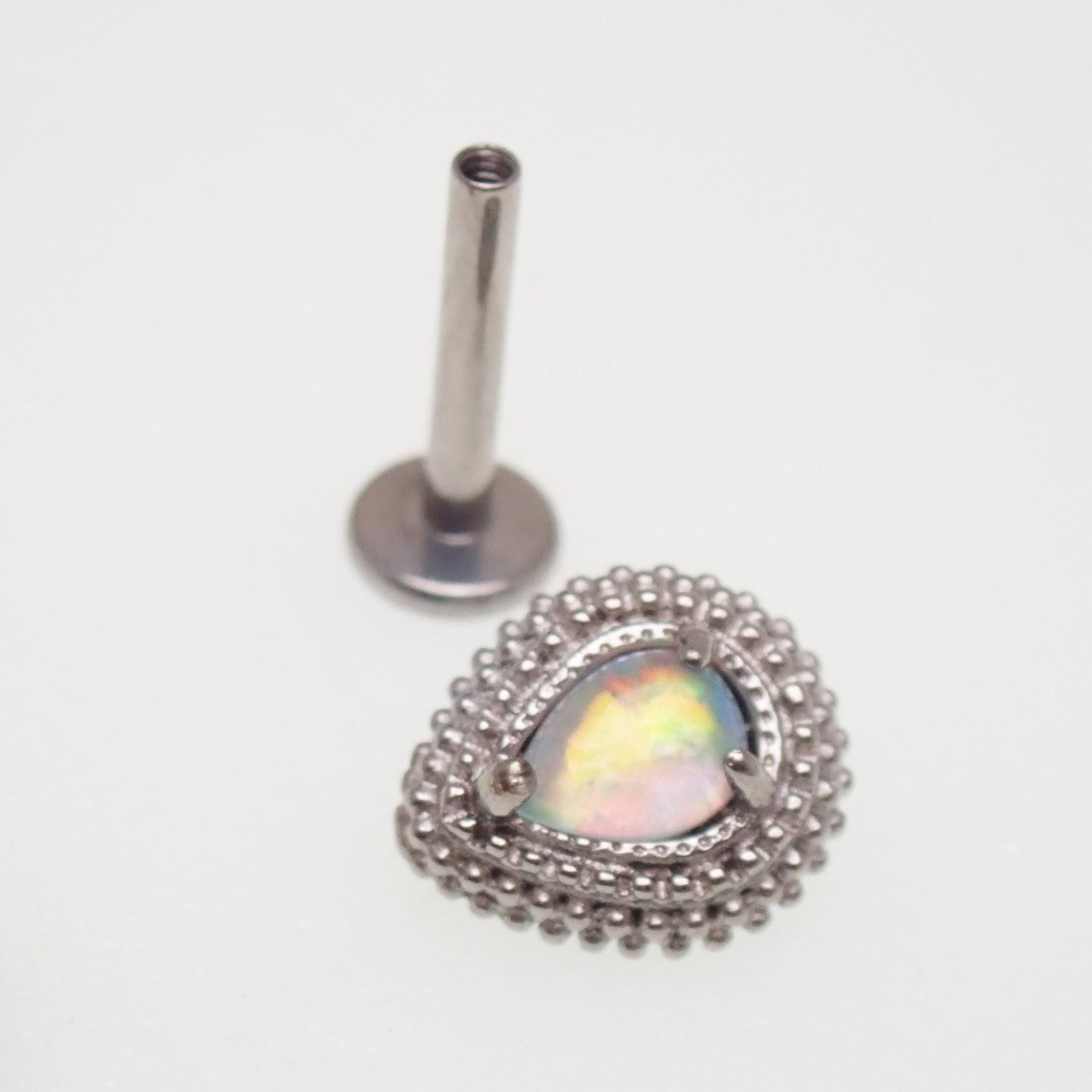 Implant Titanium Opalite Teardrop Flatback Piercing- Internally Threaded