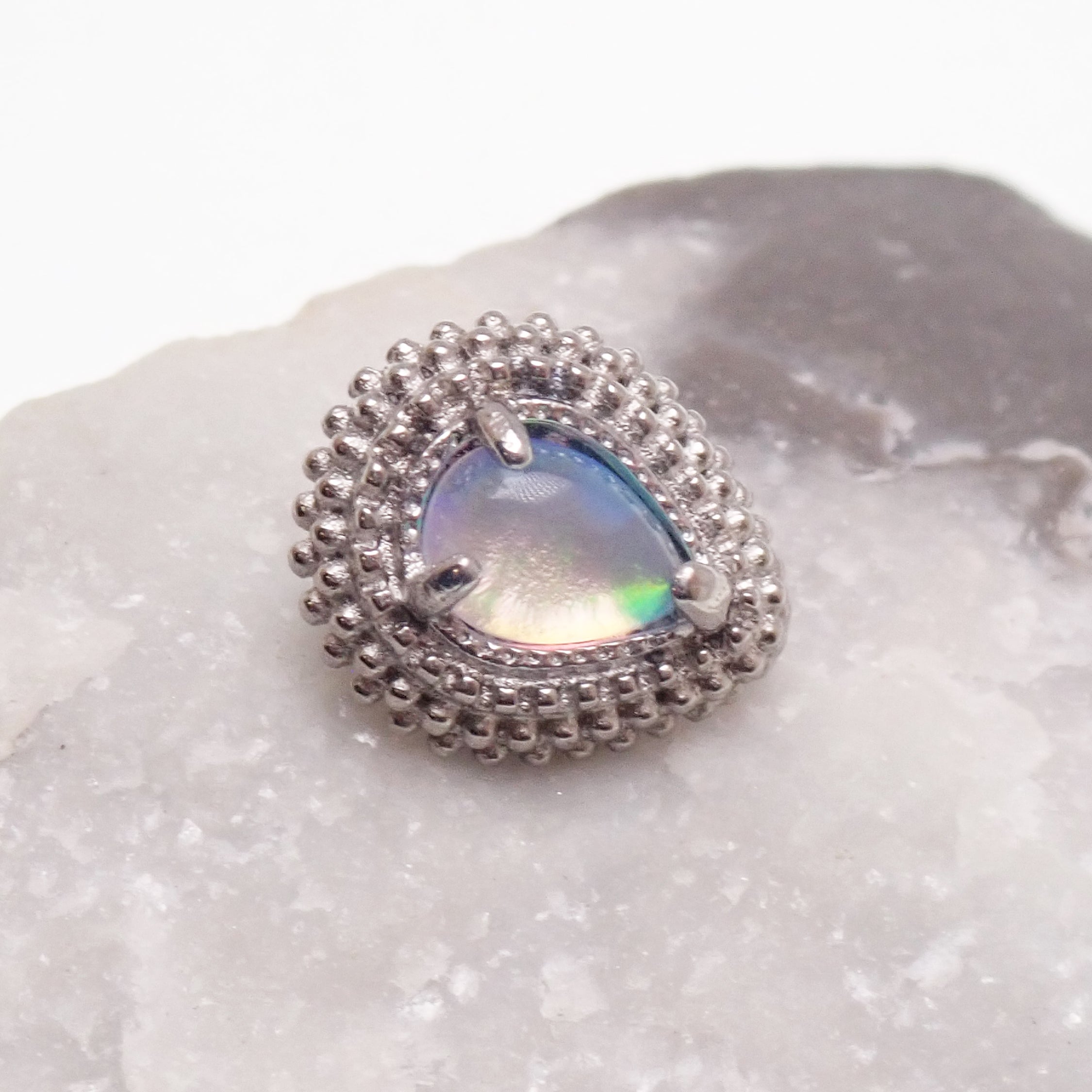 Implant Titanium Opalite Teardrop Flatback Piercing- Internally Threaded