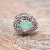 Implant Titanium Opalite Teardrop Flatback Piercing- Internally Threaded
