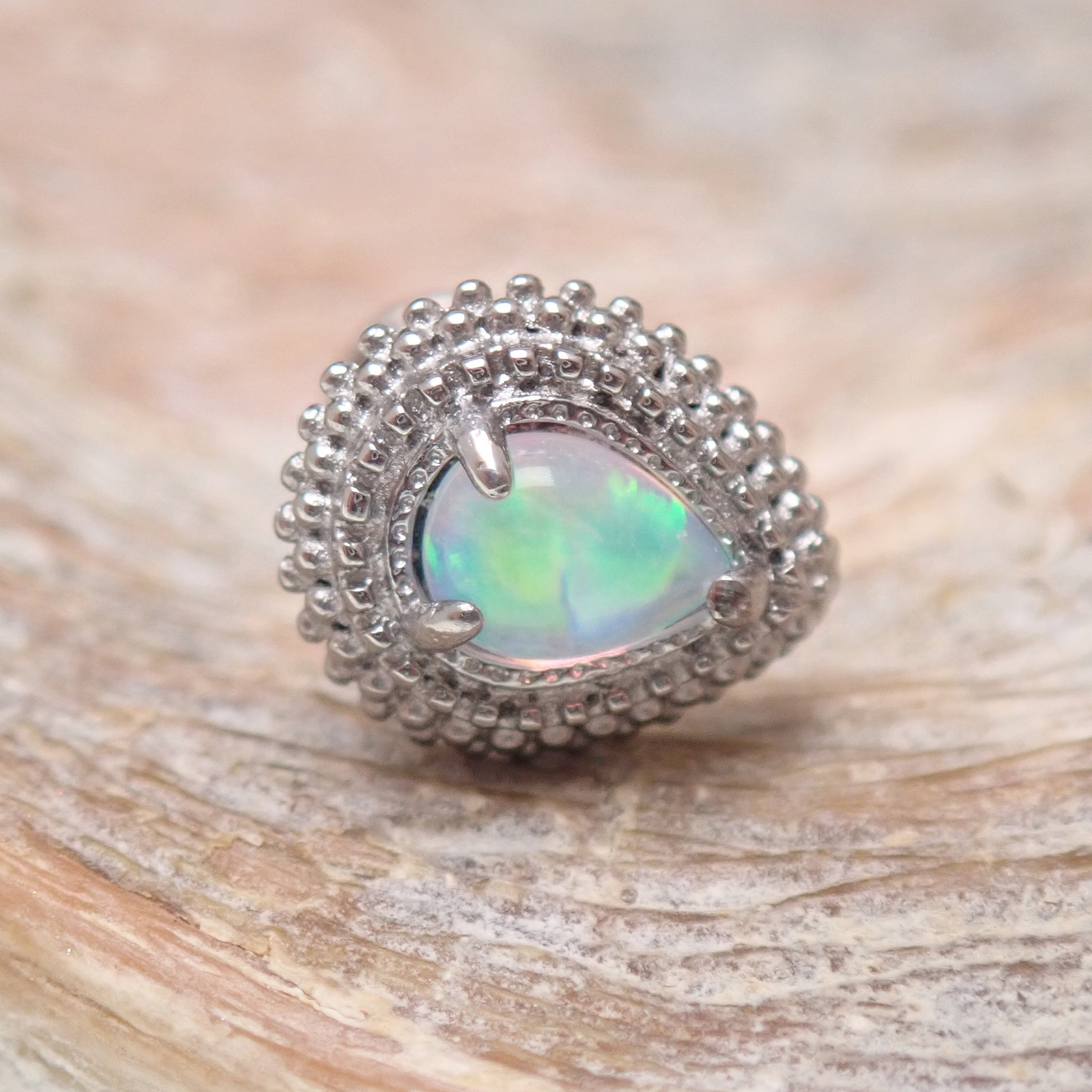 Implant Titanium Opalite Teardrop Flatback Piercing- Internally Threaded