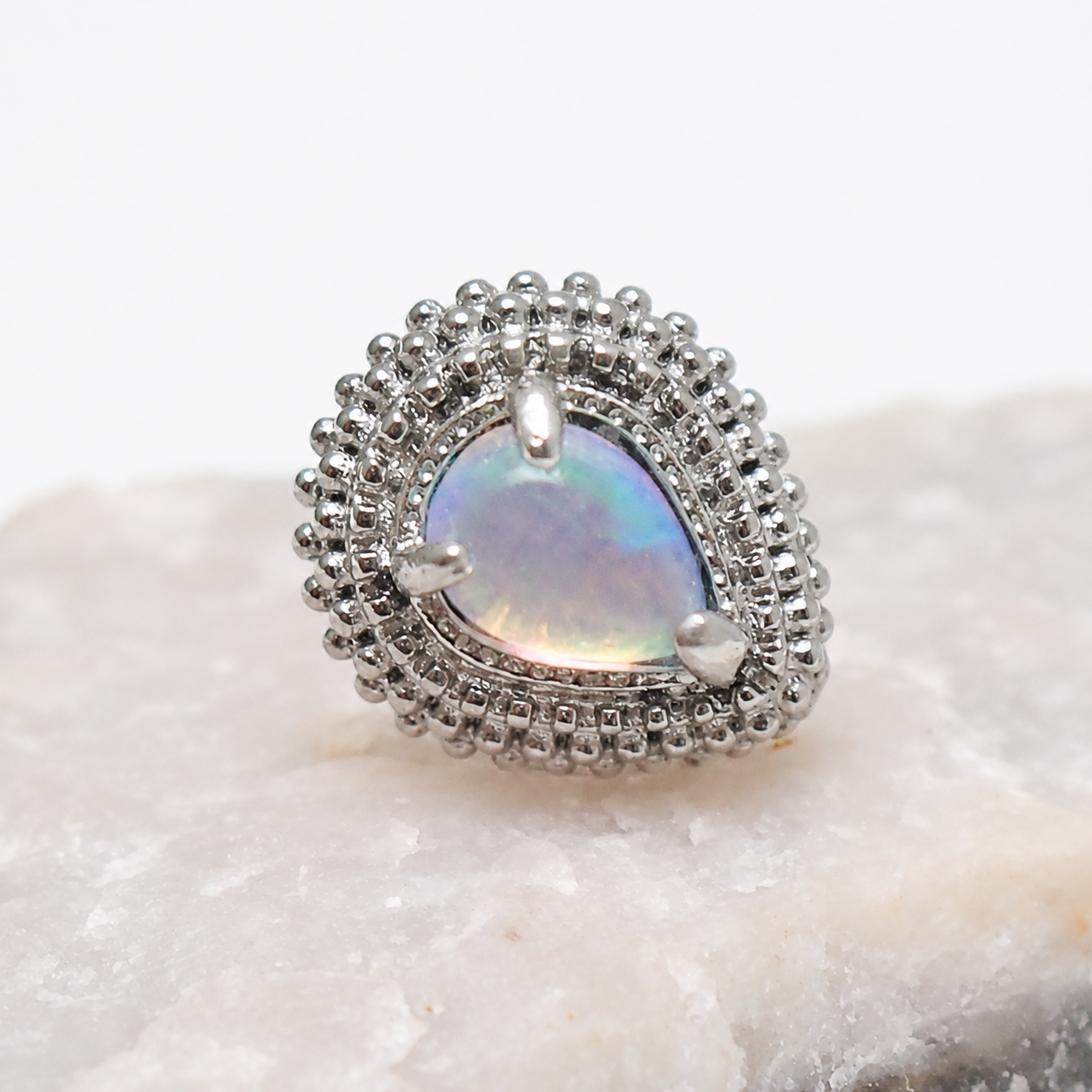 Implant Titanium Opalite Teardrop Flatback Piercing- Internally Threaded