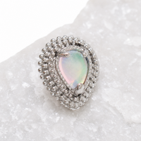 Implant Titanium Opalite Teardrop Flatback Piercing- Internally Threaded