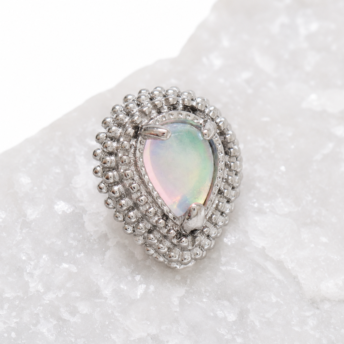 Implant Titanium Opalite Teardrop Flatback Piercing- Internally Threaded