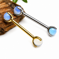 Opalite Moonstone Push Fit Titanium Nipple Piercing 16g, 14g