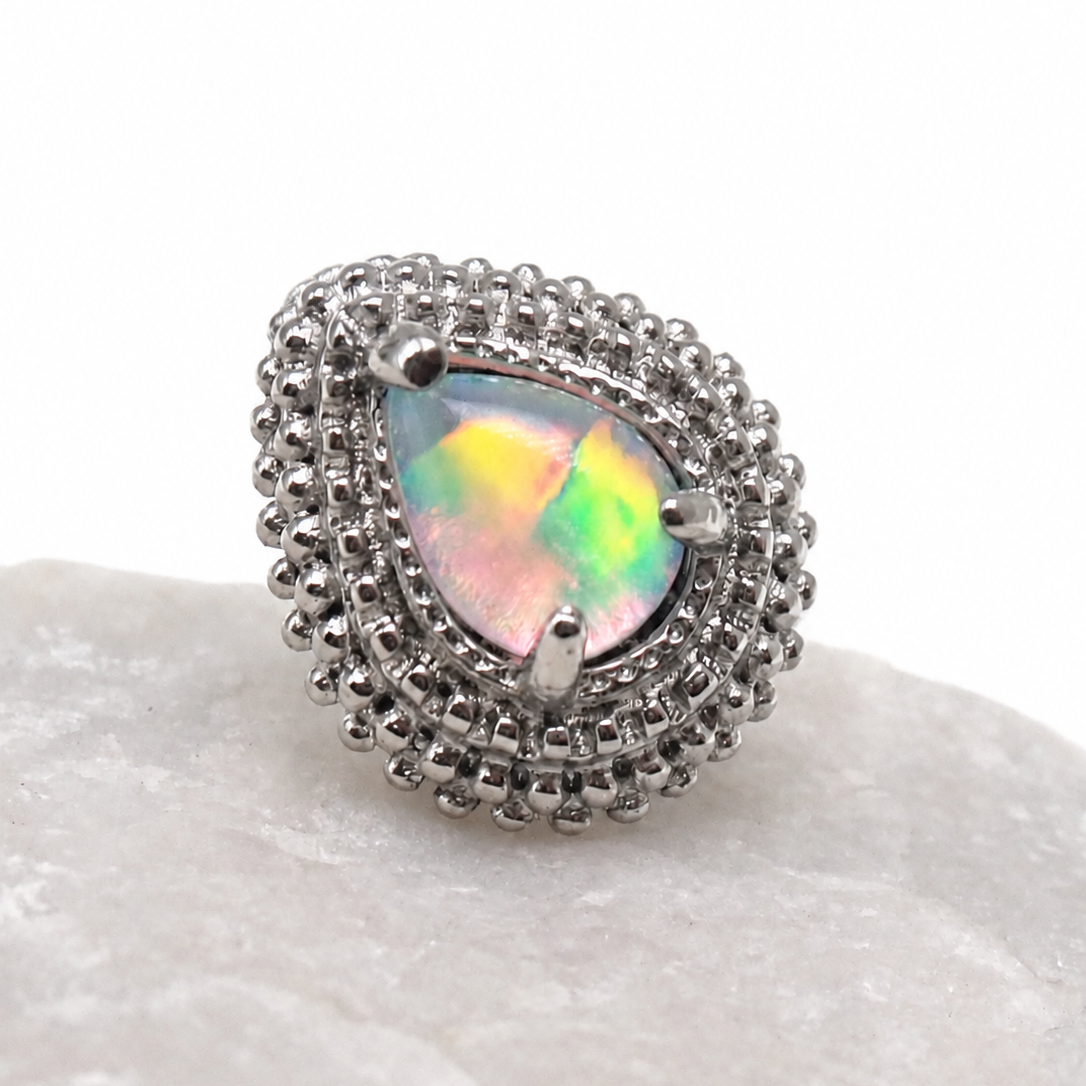 Implant Titanium Opalite Teardrop Flatback Piercing- Internally Threaded