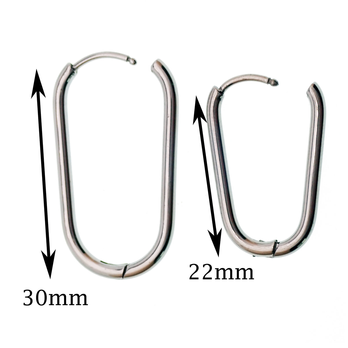 Implant Titanium Oval Hoop Earrings- 20g, 8mm or 10mm- Sold in Pairs