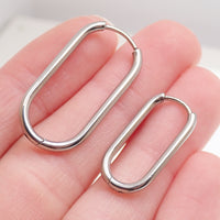 Implant Titanium Oval Hoop Earrings- 20g, 8mm or 10mm- Sold in Pairs