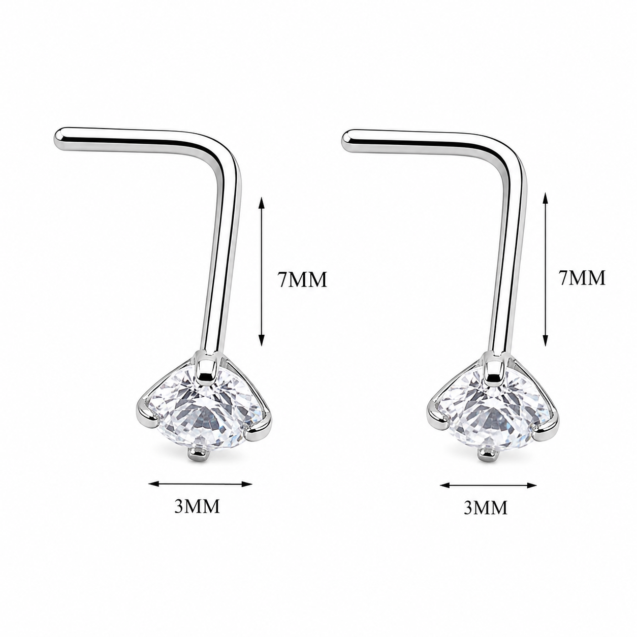 Set of 2 CZ Nose L-Curves 20g